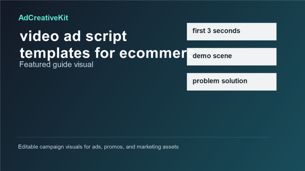 video ad script templates for ecommerce visual showing featured campaign layout