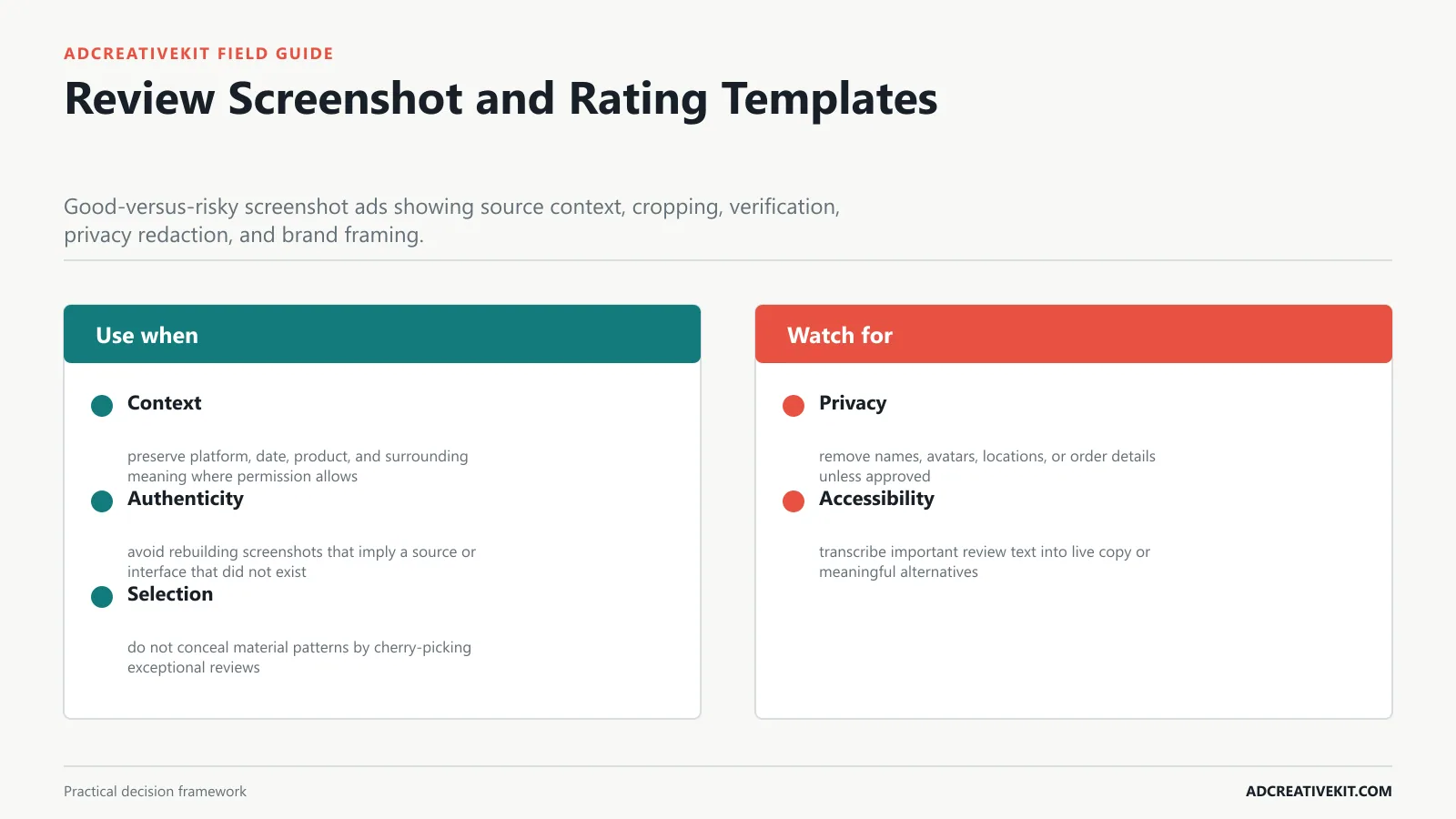 Review Screenshot and Rating Templates instructional framework for testimonial ad templates
