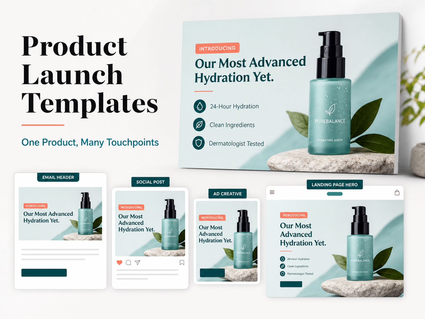 Ecommerce marketing templates for product launches, sale banners, and retargeting ads