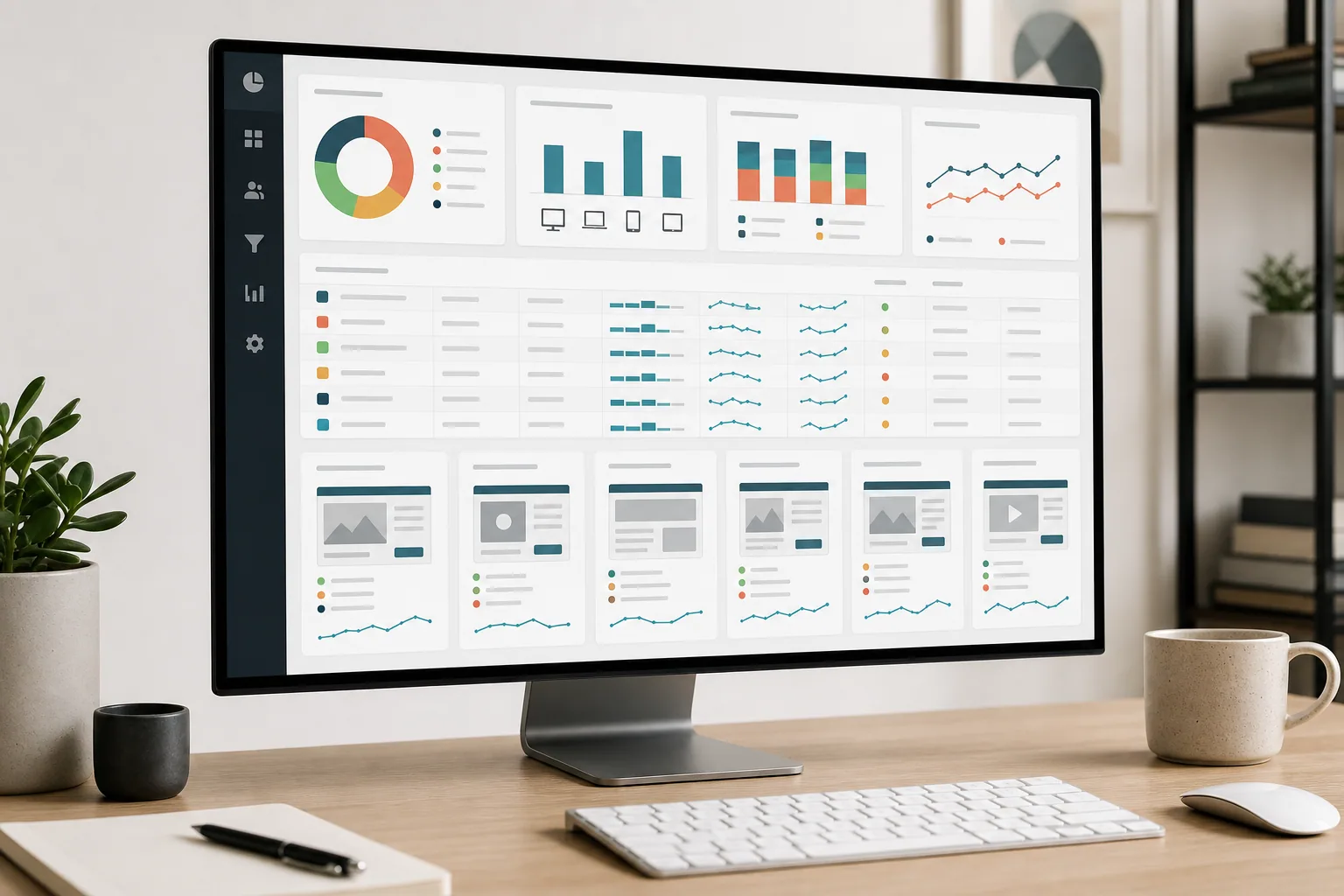 Landing page goals and baseline metrics organized by campaign and page type