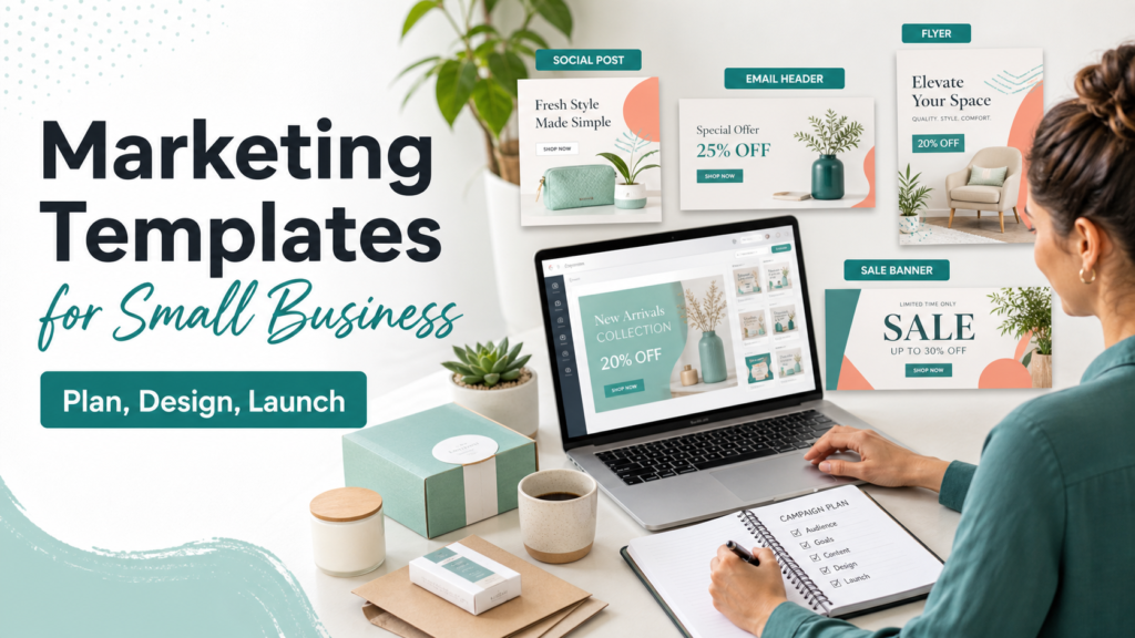 Reusable marketing templates for a small business campaign workspace
