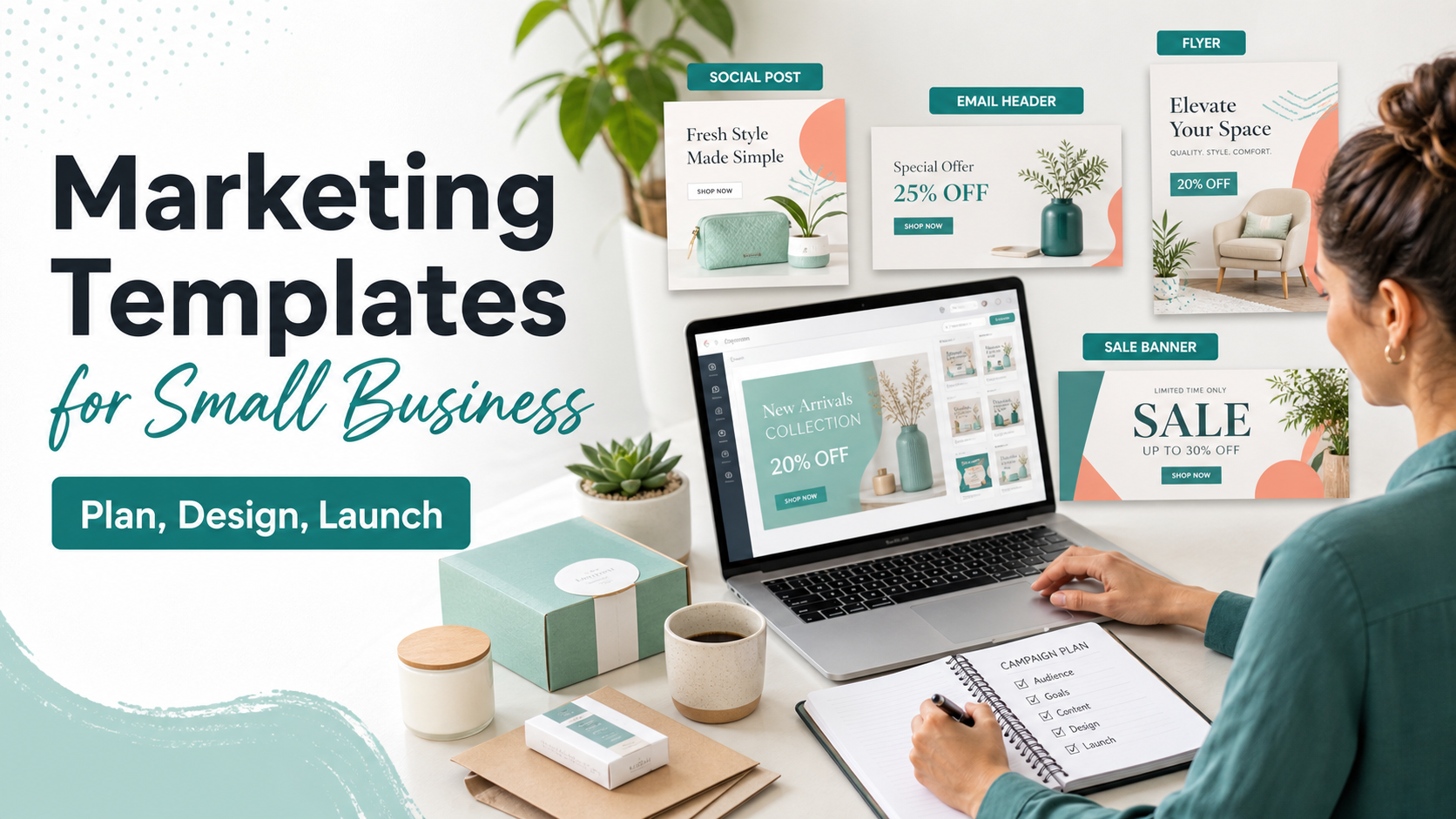 Reusable marketing templates for a small business campaign workspace