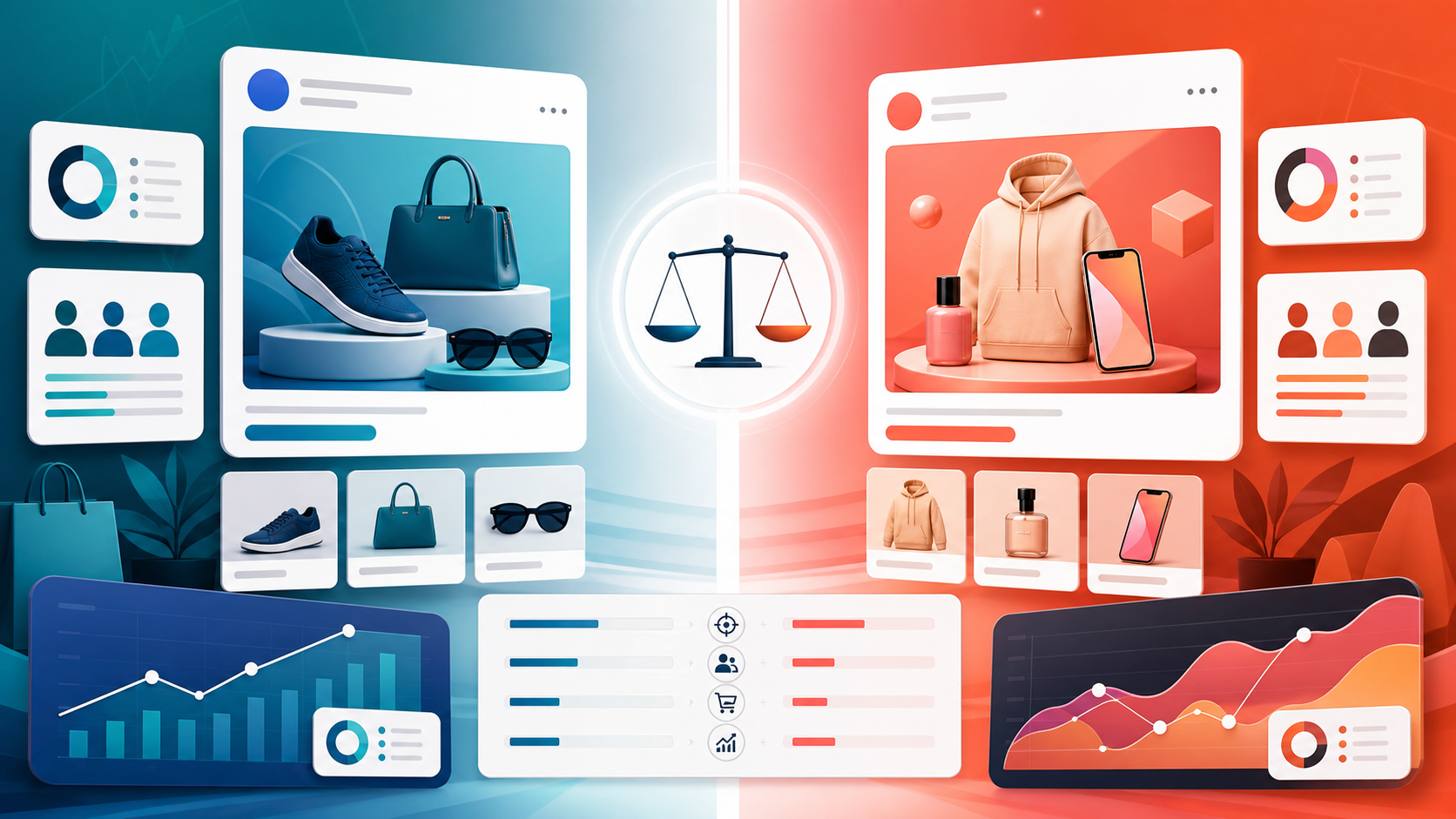 Meta ads vs TikTok ads comparison dashboard for ecommerce paid social campaigns