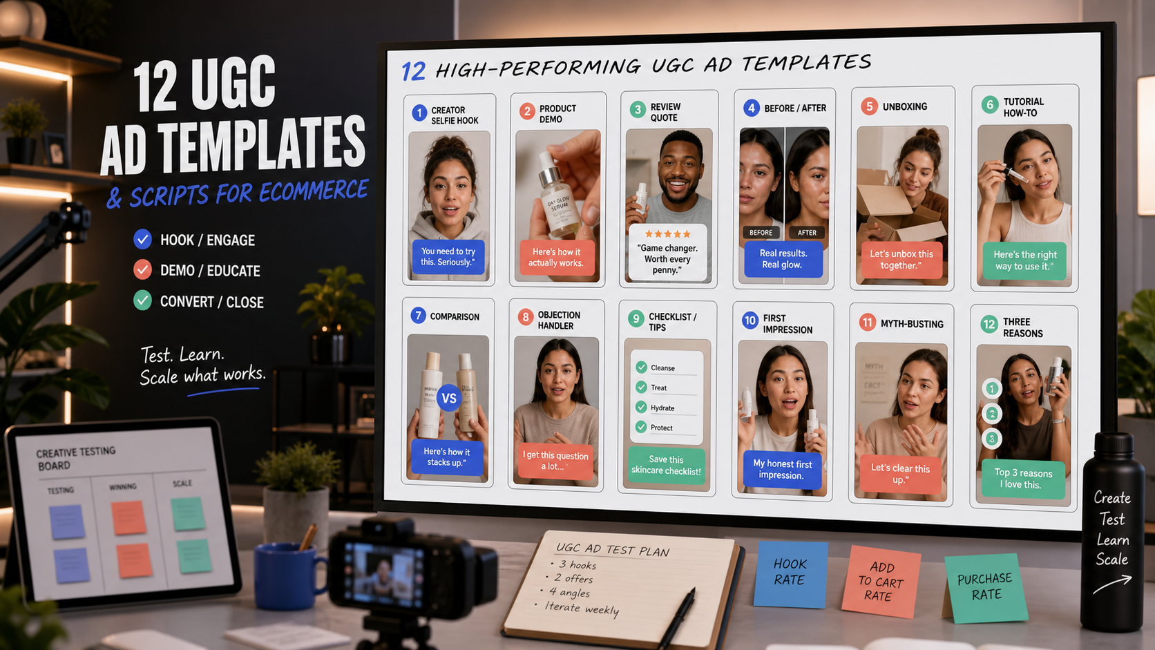 UGC ad templates and scripts for ecommerce product campaigns